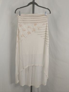 Luv 4 Anouka Skirt Womens Large Boho High Low Flowy Ivory Elastic Waist